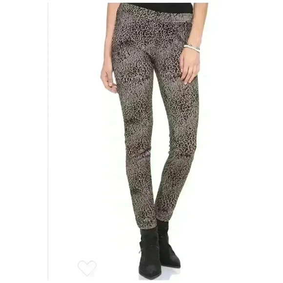 Free People Pants - Free People Knit Leggings in Leopard Print Combo / Tan, Beige, Black / Size S